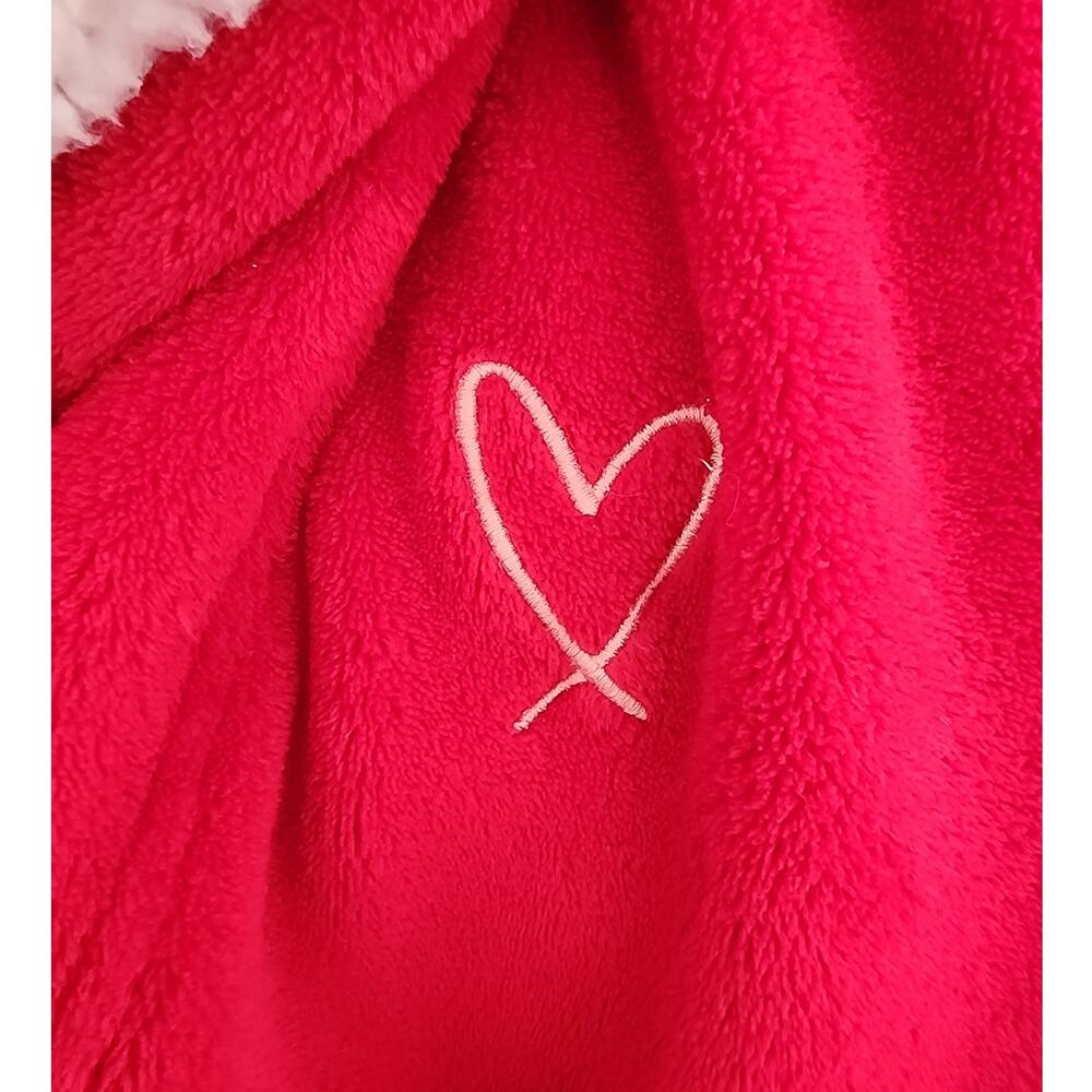 Victoria's Secret Hooded Sherpa Fleece Womens Red Robe Medium/Large Valentines - Picture 4 of 4
